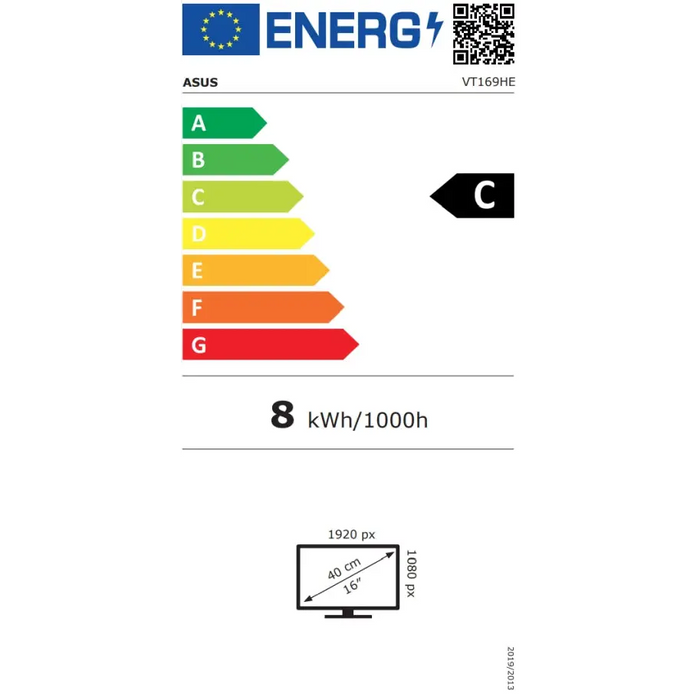 Asus VT169HE Touch Monitor,16’’ FHD (1920x1080) 10-point Touch IPS 220cd/m2 Wide Viewing Angle Frameless Flicker free