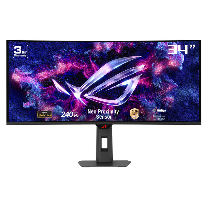 Monitor ASUS ROG Strix OLED XG34WCDMTG 0.231 mm, 178°/ 178°, OLED, 34.0 ", 86.4 cm, 3440x1440, 240.00 Hz, 0.03 ms, HDMI, DisplayPort, USB-C, BLACK
