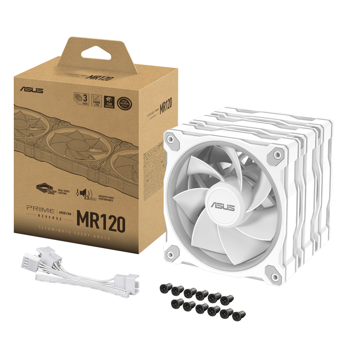 Fan Set 3 in 1 ASUS PRIME MR120 ARGB Reverse White Edition