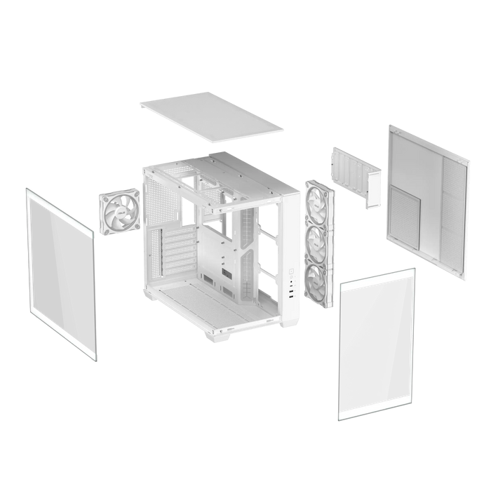 Box ASUS A32 PLUS Tempered Glass + 4 ARGB Fans - White