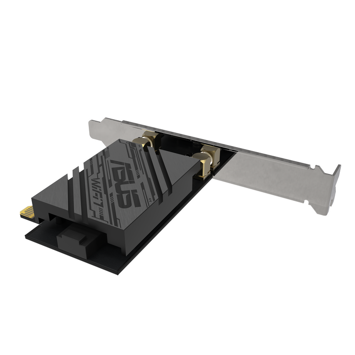 ASUS PCE-BE92BT WiFi 7 PCI-e wireless adapter with two external antennas and Bluetooth 5.4