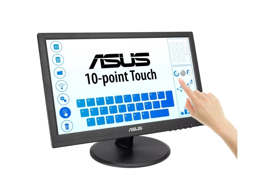 Asus VT169HE Touch Monitor ,16'', FHD (1920x1080), 10-point Touch, IPS, 220cd/m2, Wide Viewing Angle, Frameless, Flicker free, Low Blue Light, HDMI, Windows 11 compliance, Black