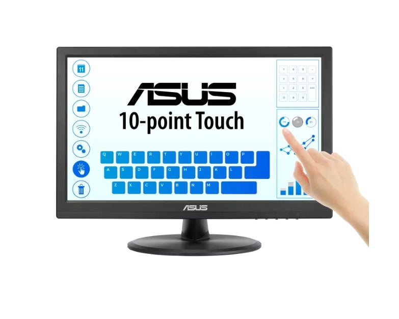 Asus VT169HE Touch Monitor ,16'', FHD (1920x1080), 10-point Touch, IPS, 220cd/m2, Wide Viewing Angle, Frameless, Flicker free, Low Blue Light, HDMI, Windows 11 compliance, Black
