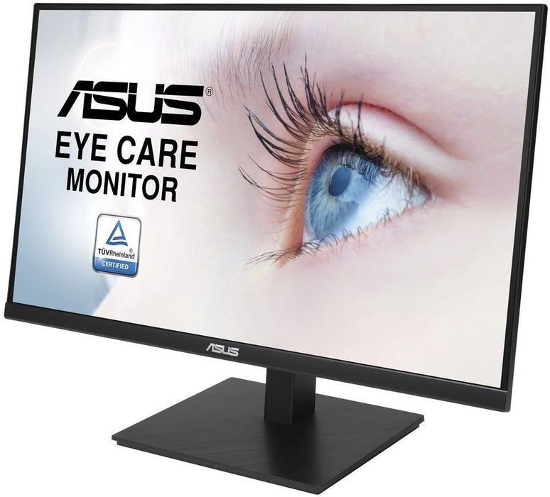Asus VA27AQ Eye Care Monitor, 27 ", IPS, QHD, 99% sRGB, Frameless, HDMI, DisplayPort, VGA, 1ms MPRT, Stereo Speakers, Low Blue Light, Flicker Free, Wall Mountable, Black