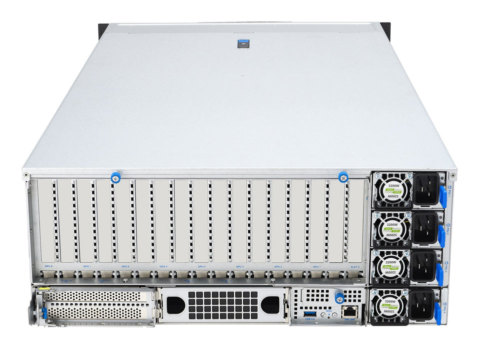 Platforma Asus Rack (4U) ESC8000A-E13X AMD EPYC 9005 (8xNVMe, 2xM.2, 2x10Gbe, 8xQSFP, IPMI, R3200W)