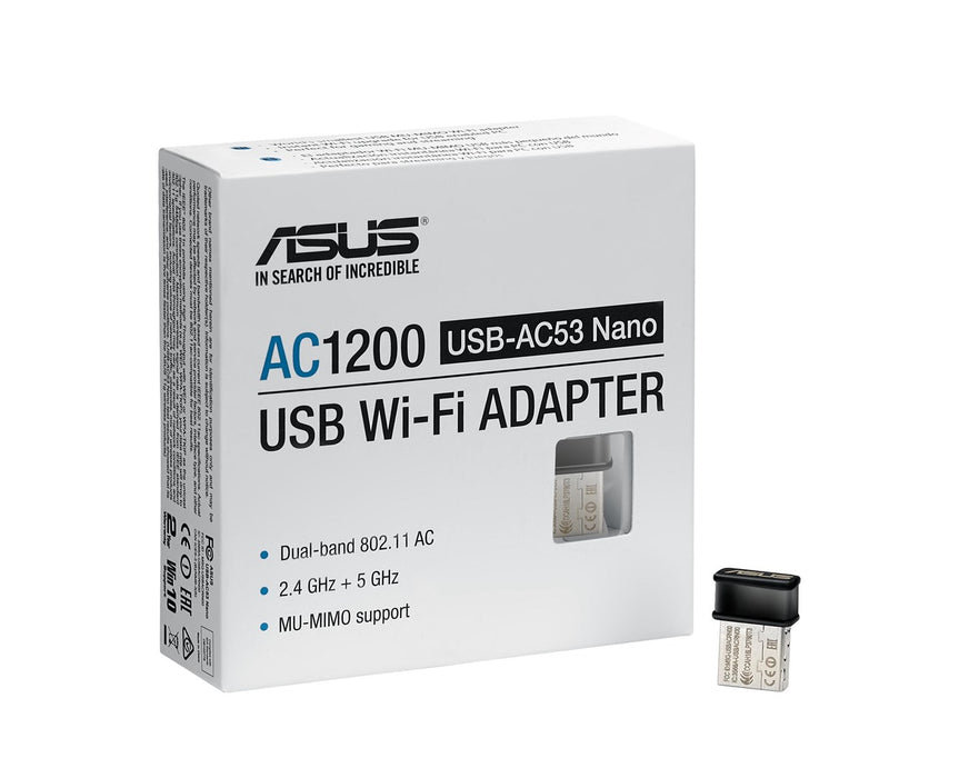 Wireless USB Adapter ASUS USB-AC53 Nano, AC1200 Dual-band USB Wi-Fi