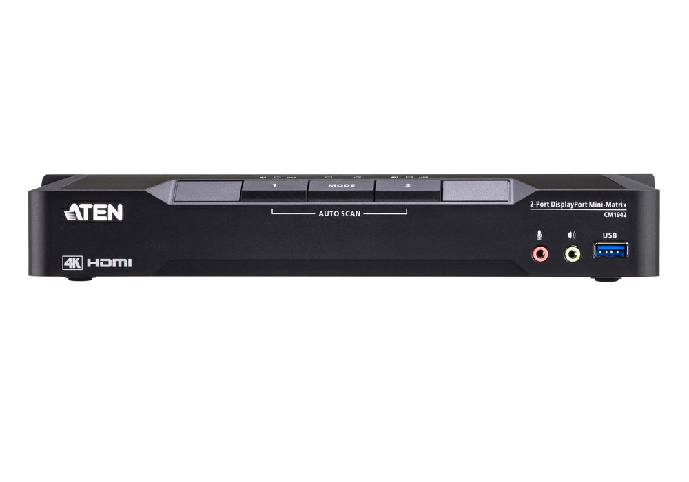 KVM Switch, ATEN CM1942, 2-Port, USB, HDMI, DisplayPort, Mini-Matrix Boundless