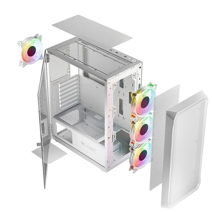 ATX Semi-tower Box Logic PORTOS ARGB White Black - Системни Единици<<<Компютър Мрежи и компоненти<<<Компютри|
