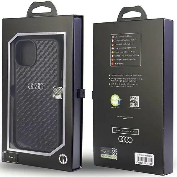 Audi Carbon Fiber iPhone 14 6.1’’ black/black hardcase AU-TPUPPCIP14-R8/D2-BK - Cell phone cases and covers<<<HurtelXML