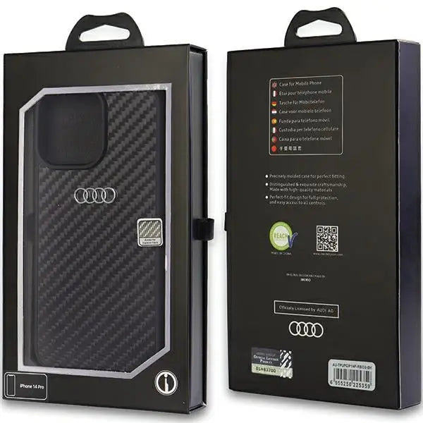 Audi Carbon Fiber iPhone 14 Pro 6.1’’ black/black hardcase AU-TPUPCIP14P-R8/D2-BK - Cell phone cases