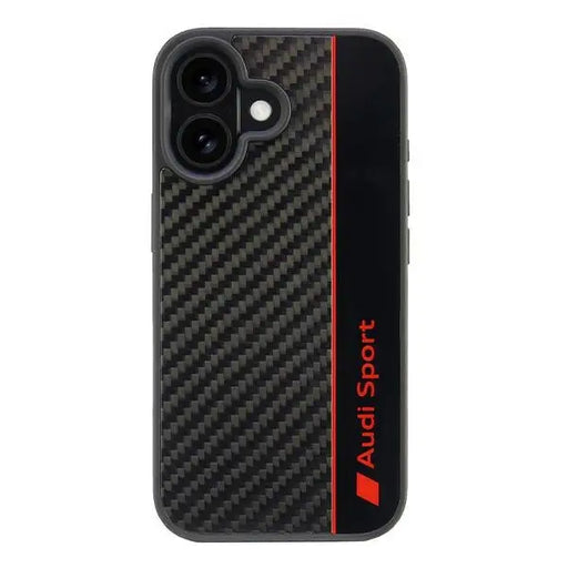Audi Carbon Fiber Stripe Case for iPhone 16 6.1’’ - Black - Cell phone cases and covers<<<HurtelXML
