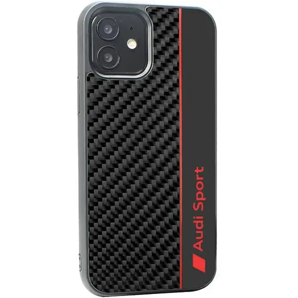 Audi Carbon Fiber Stripe iPhone 12/12 Pro 6.1’’ black/black hardcase AUS-TPUPCIP12P-R8/D1-BK - Cell phone cases