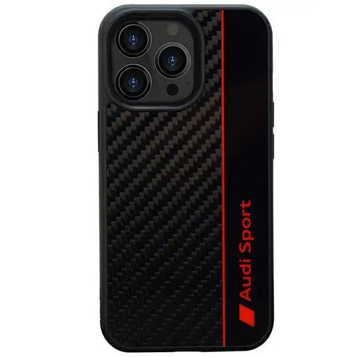 Audi Carbon Fiber Stripe iPhone 13 Pro / 13 6.1’’ black/black hardcase AUS-TPUPCIP13P-R8/D1-BK - Cell phone cases