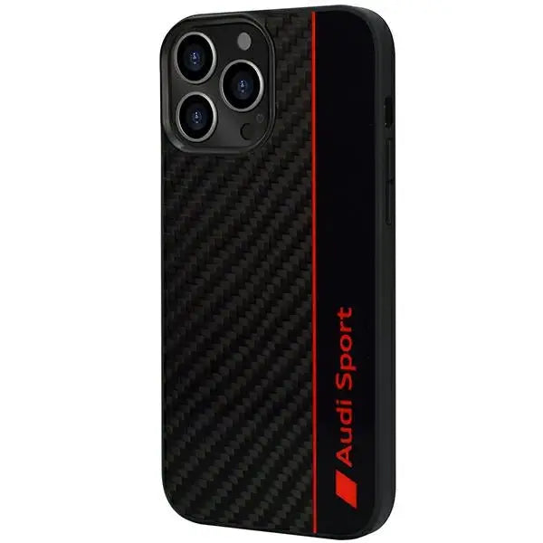 Audi Carbon Fiber Stripe iPhone 13 Pro / 13 6.1’’ black/black hardcase AUS-TPUPCIP13P-R8/D1-BK - Cell phone cases