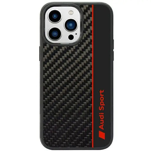Audi Carbon Fiber Stripe iPhone 14 Pro Max 6.7’’ black/black hardcase AUS-TPUPCIP14PM-R8/D1-BK - Cell phone cases