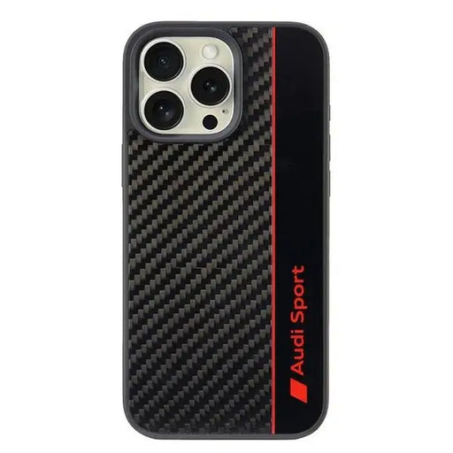 Audi Carbon Fiber Stripe iPhone 16 Pro Max 6.9’’ black hardcase AUS-TPUPCIP16PM-R8/D1-BK - Cell phone cases