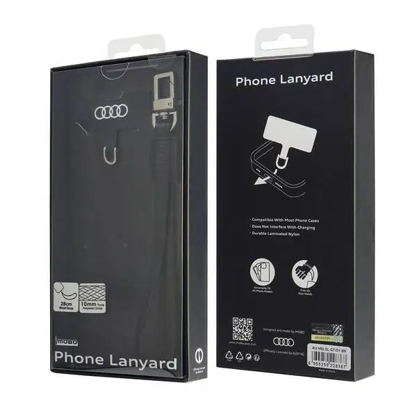 Audi Crossbody Leather Universal Lanyard 28cm x 10mm - Black - Other cell phone equipment<<<HurtelXML