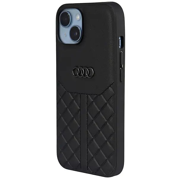 Audi Genuine Leather iPhone 14 6.1’’ black/black hardcase AU-TPUPPCIP14-Q8/D1-BK - Cell phone cases