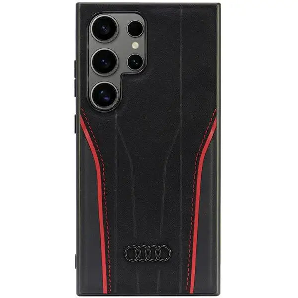 Audi Genuine Leather MagSafe S24 Ultra S928 black-red hardcase AU-TPUPCS24U-R8/D3-RD - Cell phone cases