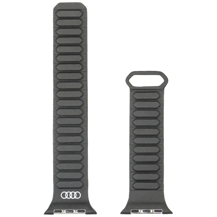 Audi Logo Synthetic Leather Magnetic Ring Strap for Apple Watch 44/45/46/49 mm - Black - Other cell phone