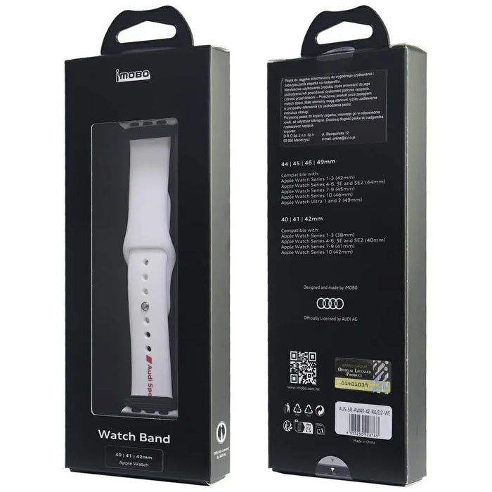 Audi Sport Red Logo Silicone Watch Strap for Apple Watch 40 / 41 / 42 mm - white - Other cell phone