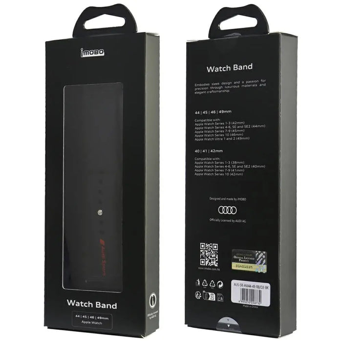 Audi Sport Red Logo Silicone Watch Strap for Apple Watch 44 / 45 / 46 / 49 mm - black - Other cell phone