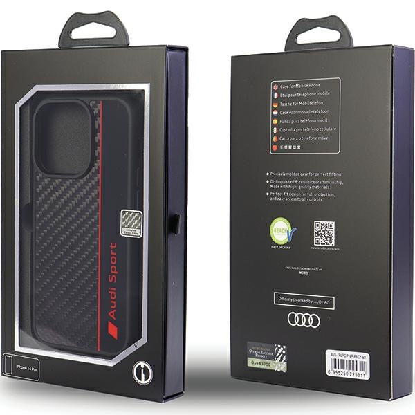 Audi Carbon Fiber Stripe iPhone 14 Pro 6.1" black/black hardcase AUS-TPUPCIP14P-R8/D1-BK