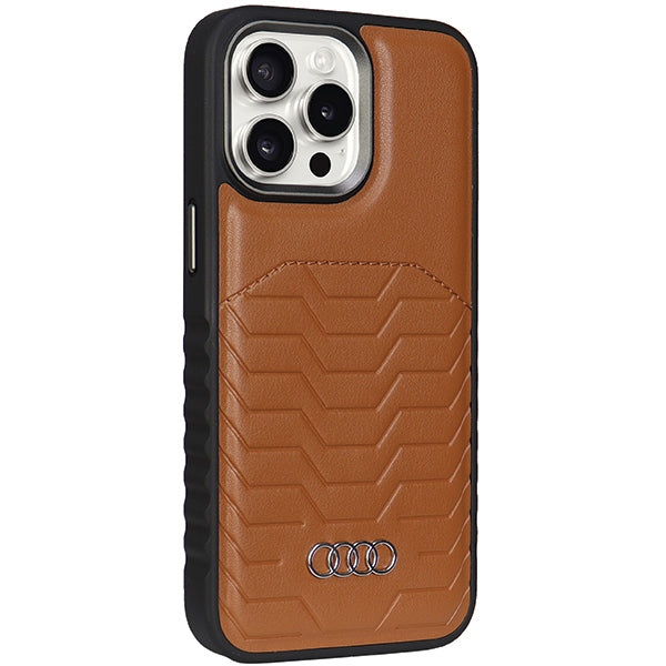 Audi Synthetic Leather case with MagSafe for iPhone 15 Pro - brown