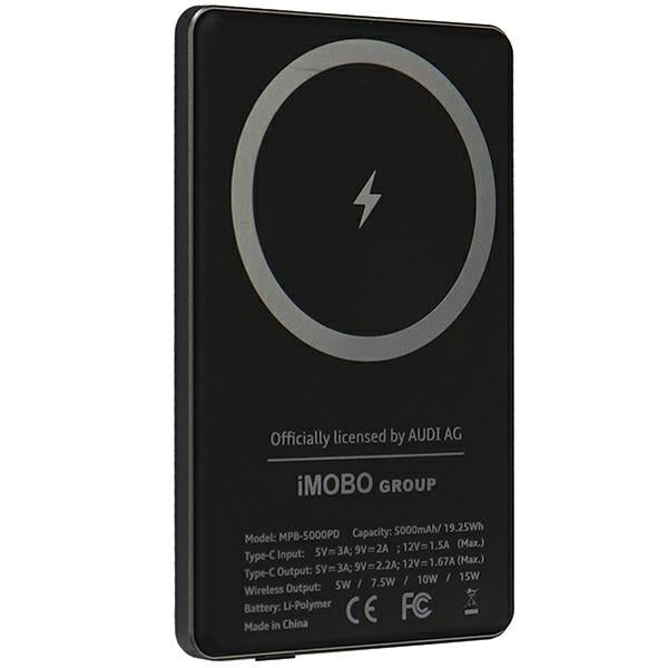 Powerbank Audi Big Logo MagSafe inductive 15W 5000mAh - gray