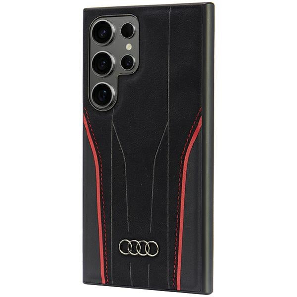 Audi Genuine Leather MagSafe S24 Ultra S928 black-red hardcase AU-TPUPCS24U-R8/D3-RD