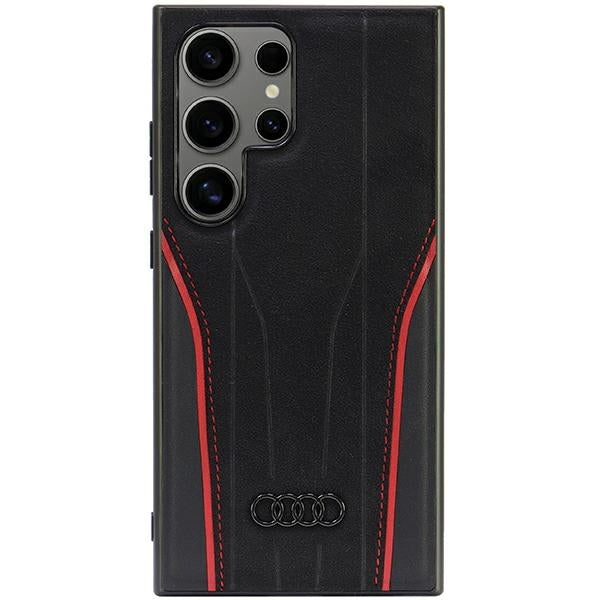 Audi Genuine Leather MagSafe S24 Ultra S928 black-red hardcase AU-TPUPCS24U-R8/D3-RD
