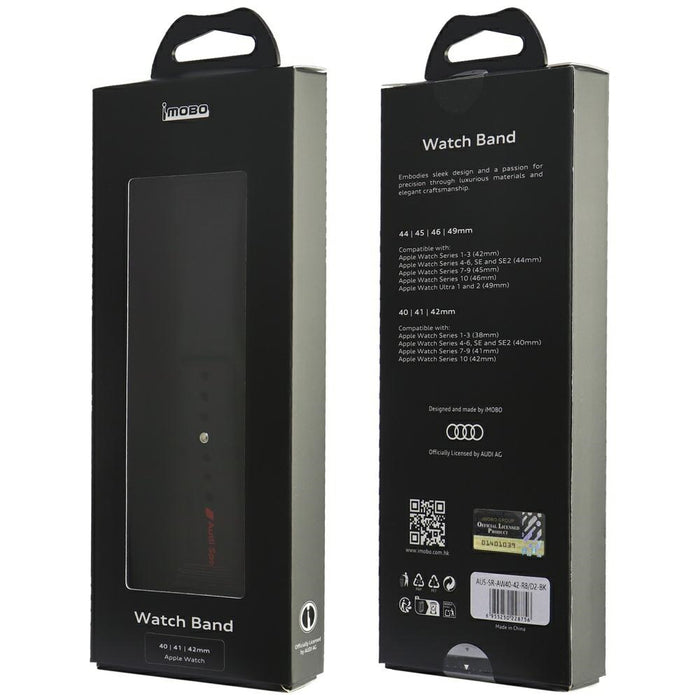 Audi Sport Red Logo Silicone Watch Strap for Apple Watch 40 / 41 / 42 mm - black