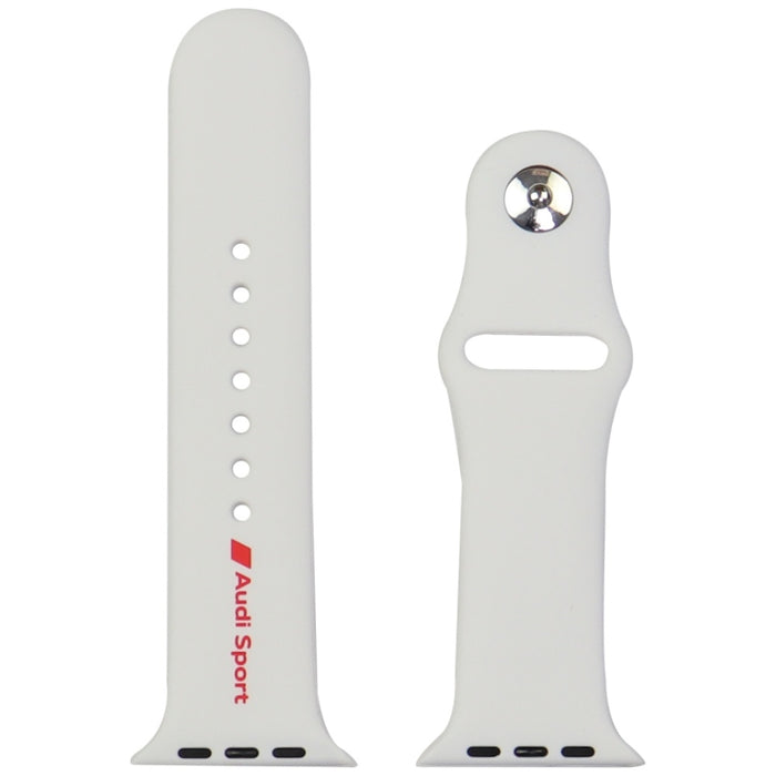 Audi Sport Red Logo Silicone Watch Strap for Apple Watch 44 / 45 / 46 / 49 mm - white