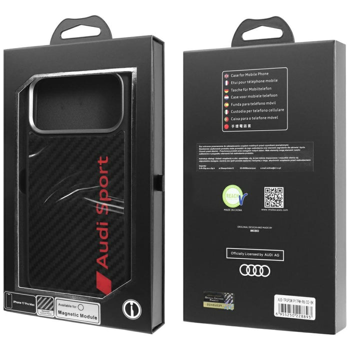 Audi R8 Carbon Fiber MagSafe Case for iPhone 17 Pro Max - Black