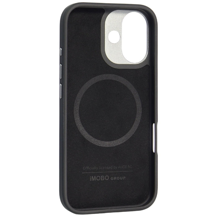 Audi R8 Genuine Leather MagSafe Case for iPhone 17 - Black and Red