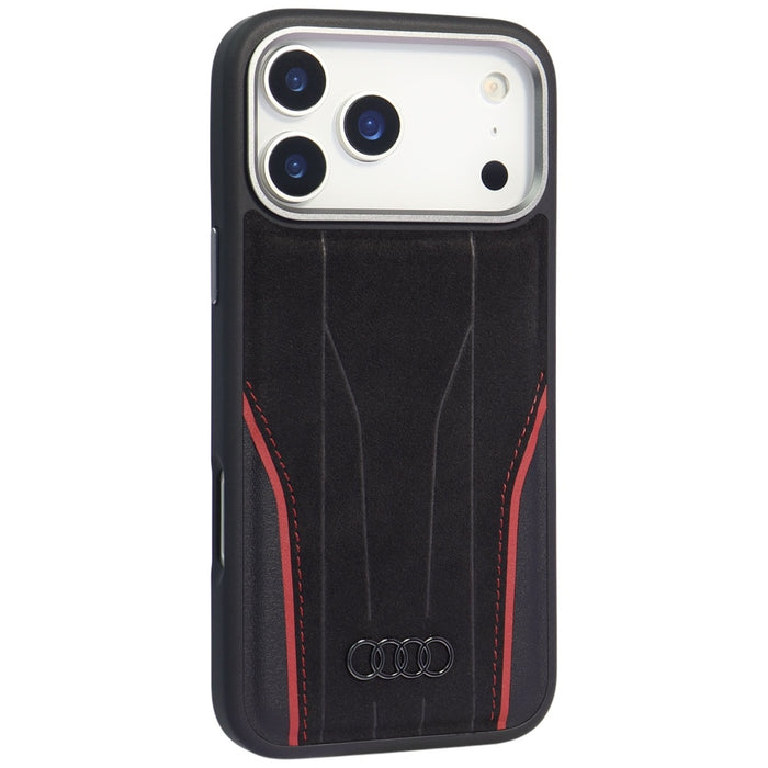 Audi R8 Genuine Leather MagSafe Case for iPhone 17 Pro - Black and Red