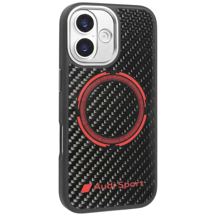 Audi RSQ Carbon Fiber Sport Red Circle MagSafe Case for iPhone 17 - Black