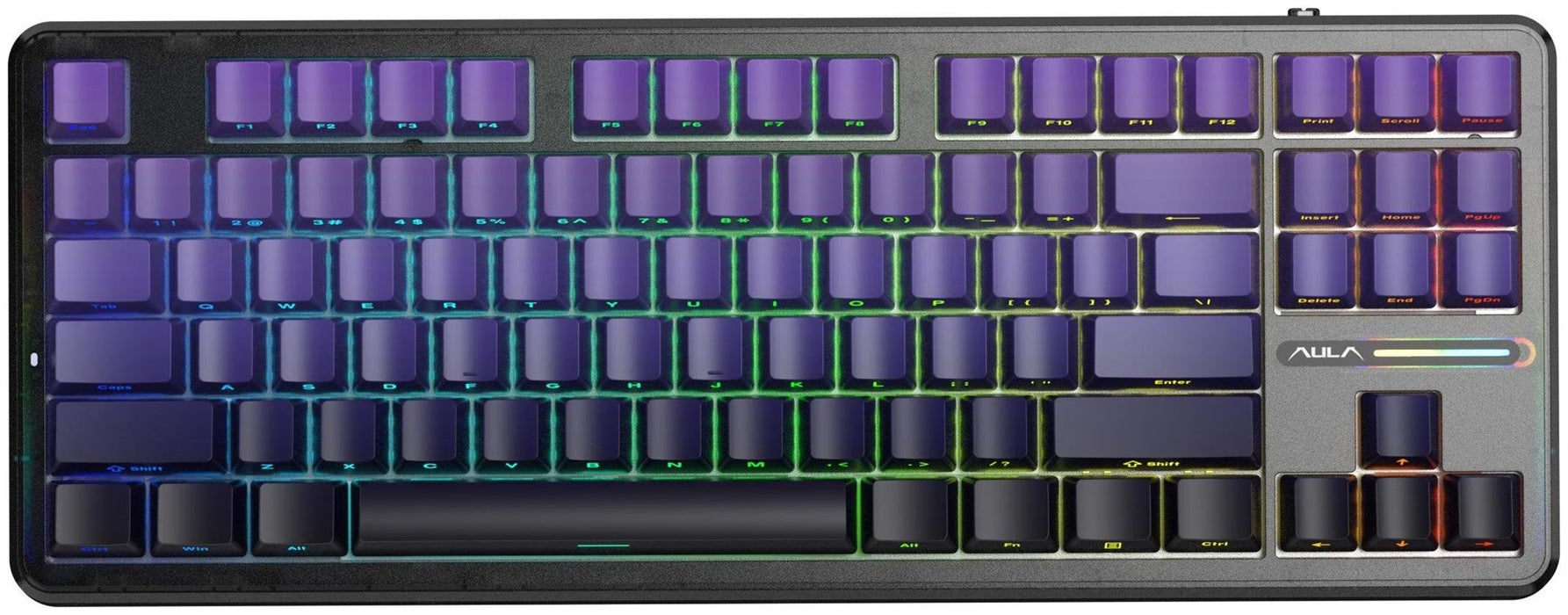 AULA Gasket F87 Pro Keyboard Black Purple GrayWoodV4 RGB