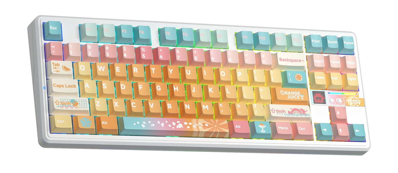 AULA Gasket F87 Pro V2 Orange Soda Kailh Meteorite Ice Cream RGB Keyboard