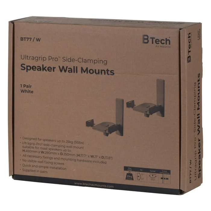 B-Tech VENTRY - Side Clamping Loudspeaker Wall Mounts with Tilt & Swivel (Pair) - Speaker