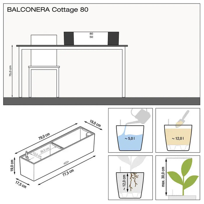 BALCONY 80CM LECHUZA COTTAGE - Сандъци<<<Саксии кашпи и цветарници<<<Градина<<<Praktiker&&&Сандъци<<<Саксии кашпи и