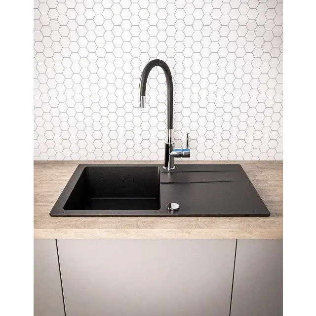 BALI sink (62x44) 1B1D black + Lungo mixer tap - SinksAGD-ZLE<<<Home Appliance - ProductsAGD<<<ActionPL