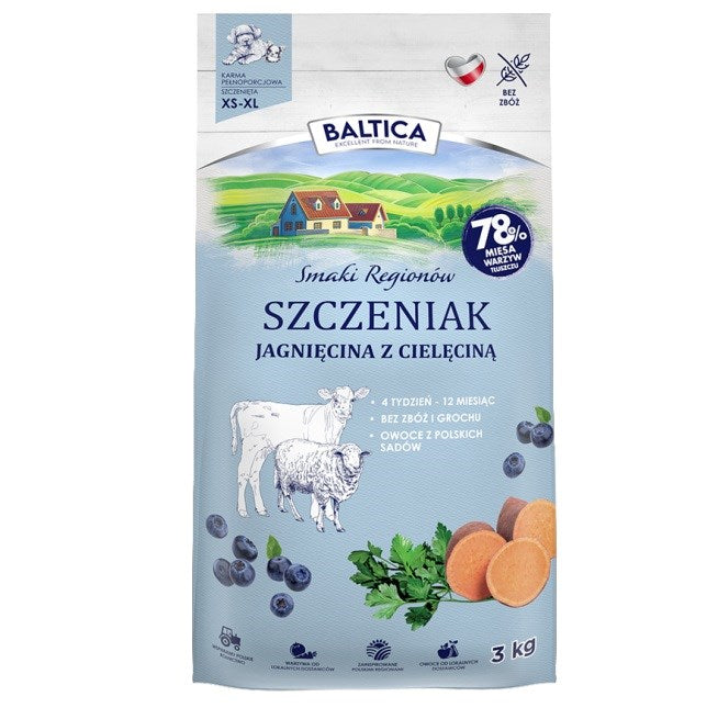 BALTICA Smaki regionów Junior Lamb with veal - dry dog food - 3kg