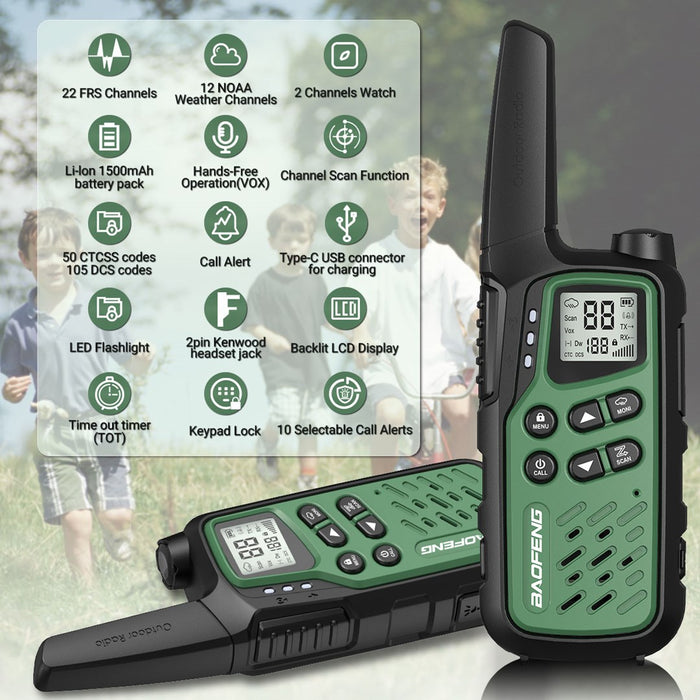Walkie-Talkie Baofeng BF-T25E Green, 2 pieces