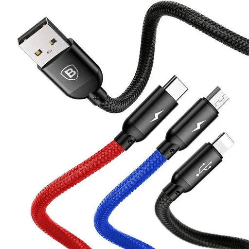 Baseus 3in1 Cable USB-C / Lightning / Micro 3,5A 0,3m (Black) - Combo Cables<<<USB cables<<<GSM