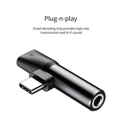 Baseus Audio Adapter USB-C to Mini Jack 3.5mm + USB-C (black) - Converter<<<Accessories<<<Основна<<<DunaXML&&&Audio