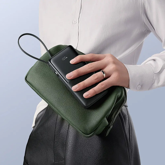 Baseus Bipow 2 10000mah 20W Powerbank with Digital Display with Built-in USB-C Cable - Black