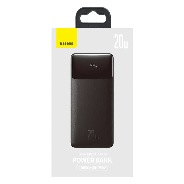 Baseus Bipow Fast Charging Power Bank 10000mAh 20W Black (Overseas Edition) + USB-A - Micro USB 0.25m Black Cable