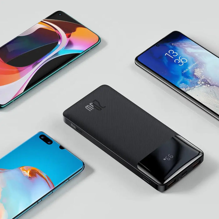 Baseus Bipow Fast Charging Power Bank 10000mAh 20W Black (Overseas Edition) + USB-A - Micro USB 0.25m Black Cable