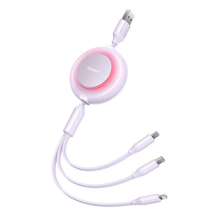 Baseus Bright Mirror 2 3-in-1 USB 3-in-1 cable for micro USB / USB-C / Lightning 3.5A 1.1m (Purple) - Combo